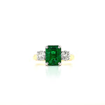 18ct Gold Emerald & Diamond 3 Stone Ring