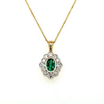 18ct Gold Emerald & Diamond Daisy Cluster Pendant