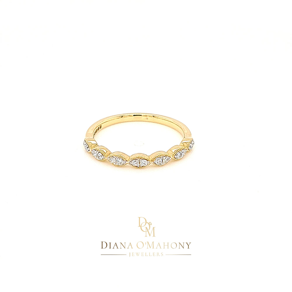 18ct Yellow Gold Vintage Style Marquise Shaped Diamond Eternity Ring