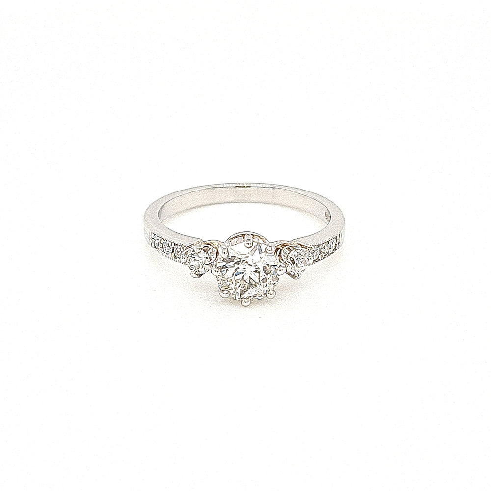 Platinum Solitaire Ring with Diamond Sides & Shoulders
