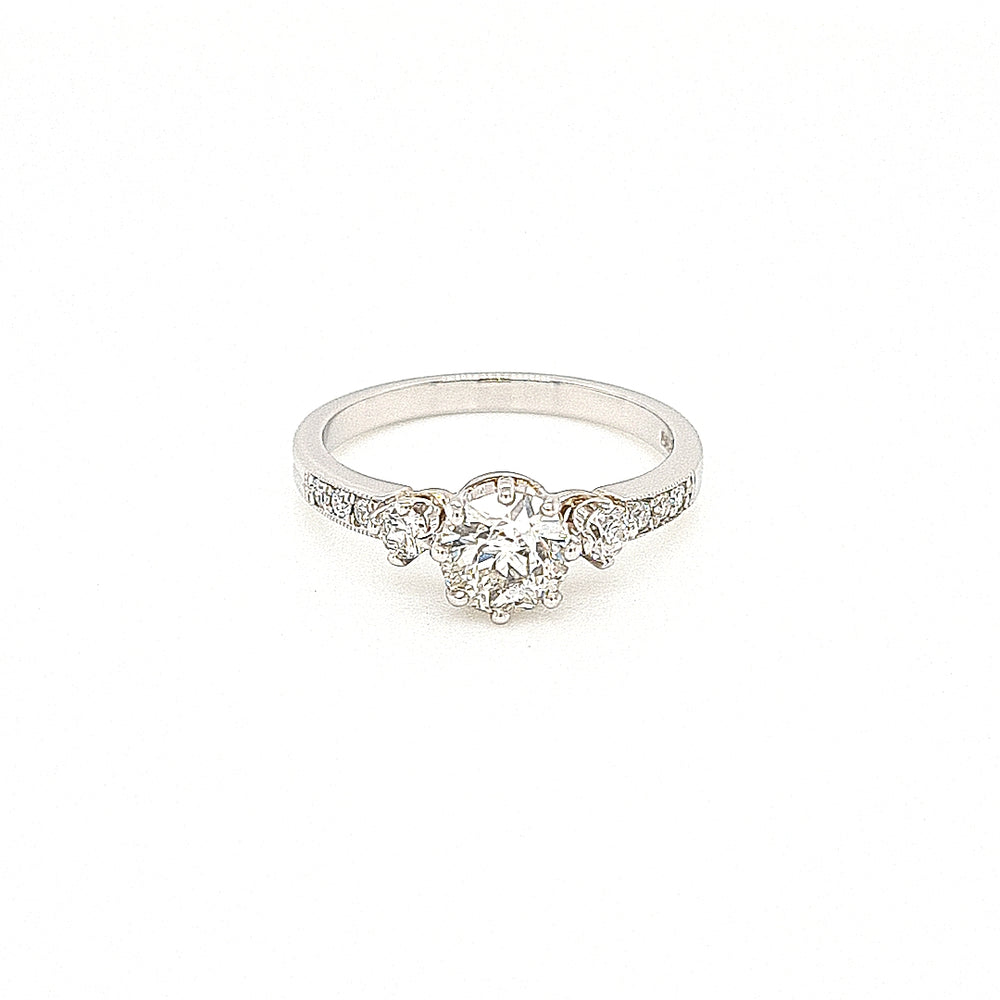 
                
                    Load image into Gallery viewer, Platinum Solitaire Ring with Diamond Sides &amp;amp; Shoulders
                
            