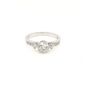 Platinum Solitaire Ring with Diamond Sides & Shoulders