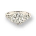 Antique Style Platinum Daisy Cluster Diamond Engagement Ring