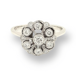 Antique Style Platinum Open Daisy Cluster Diamond Engagement Ring