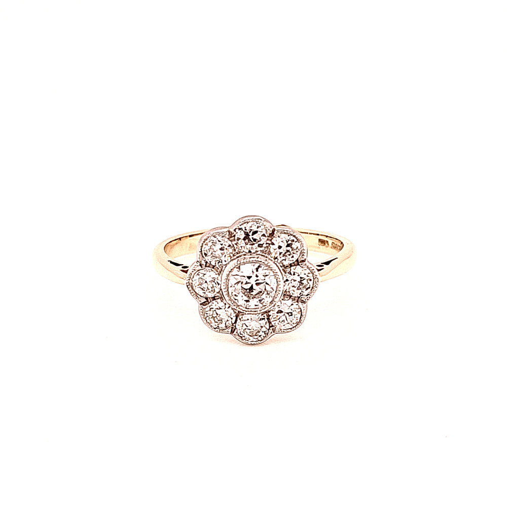 
                
                    Load image into Gallery viewer, 18ct &amp;amp; Platinum Vintage Style Diamond Daisy Cluster - 1.05ct
                
            