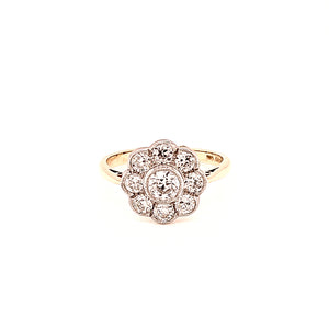 18ct & Platinum Vintage Style Diamond Daisy Cluster - 1.05ct