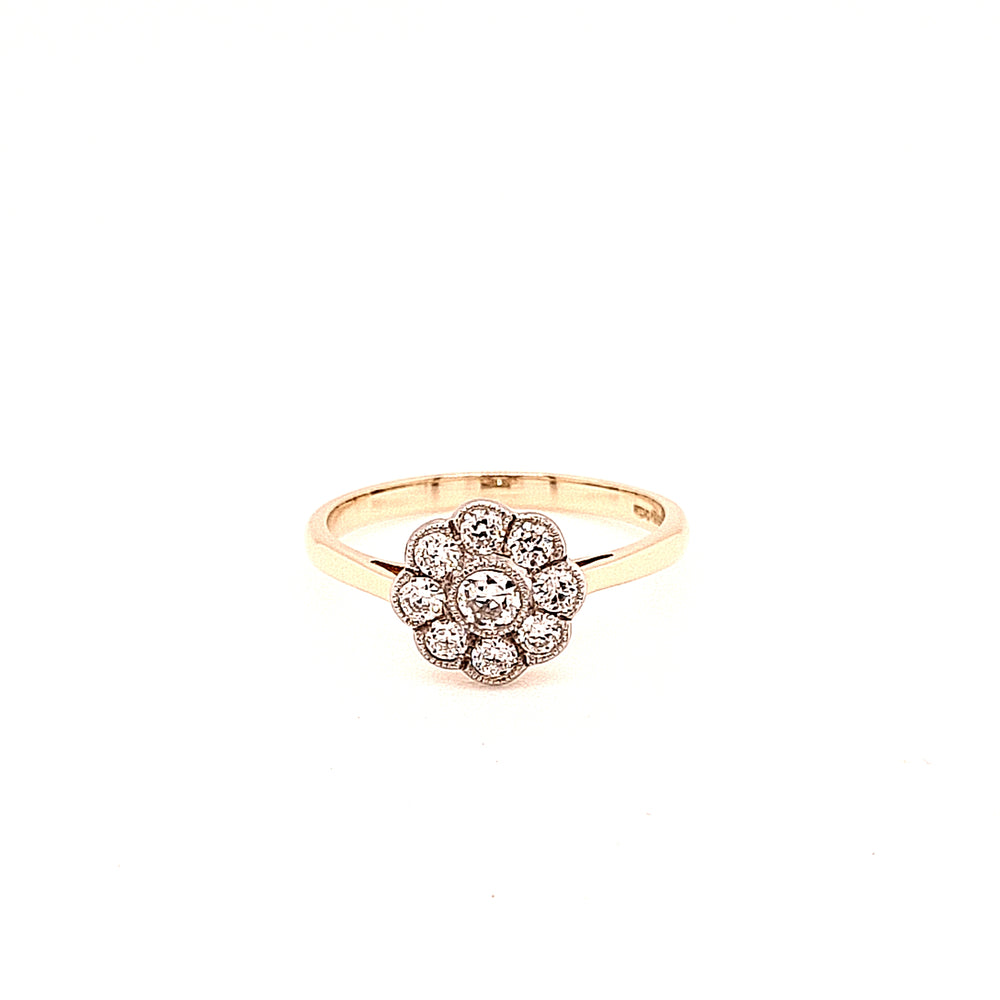 18ct Platinum Vintage Style Diamond Daisy Cluster 0.46ct