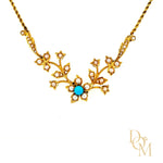 Victorian 15ct Gold Turquoise & Pearl Necklace