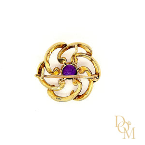 
                
                    Load image into Gallery viewer, Antique 15ct Gold Amethyst &amp;amp; Pearl Art Nouveau Brooch
                
            