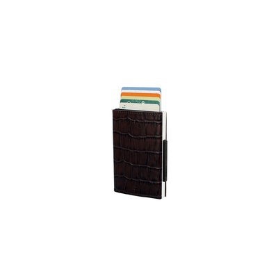 Ogon Design Brown Crocodile Leather RFID Cascade Slider Wallet