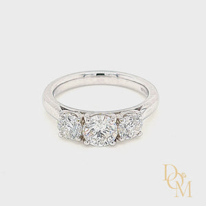 
                
                    Load and play video in Gallery viewer, Platinum Three Stone Diamond Engagement Ring 1.50ct
                
            