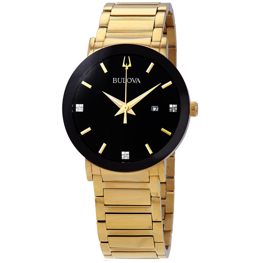 Sold Out- Gents Bulova Futuro Gold Watch with Black Dial 97d116 - Diana O'Mahony Jewellers