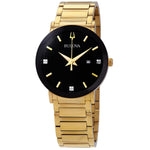 Gents Bulova Futuro Gold Watch with Black Dial 97d116