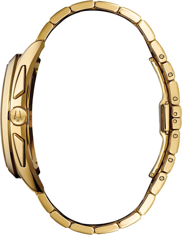 Gents Bulova Curv Gold Chronograph Watch - 97A125
