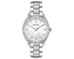 Ladies Bulova Mother of Pearl Dial Watch with Diamond Bezel 96R228