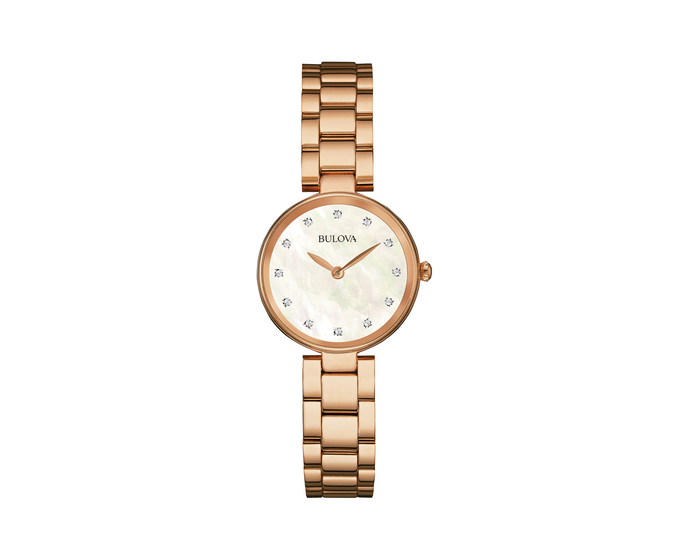 Ladies Bulova Rose Gold Diamond Watch - 97S111 - Diana O'Mahony Jewellers