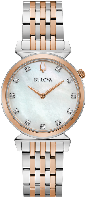 Ladies Bulova Two Tone Rose Gold Regatta Diamond Watch - 98P192