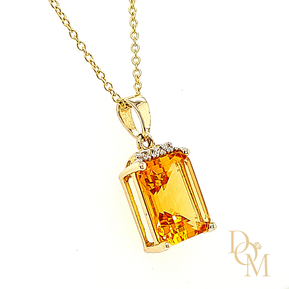 
                
                    Load image into Gallery viewer, 9ct Yellow Gold Citrine &amp;amp; Diamond Pendant
                
            