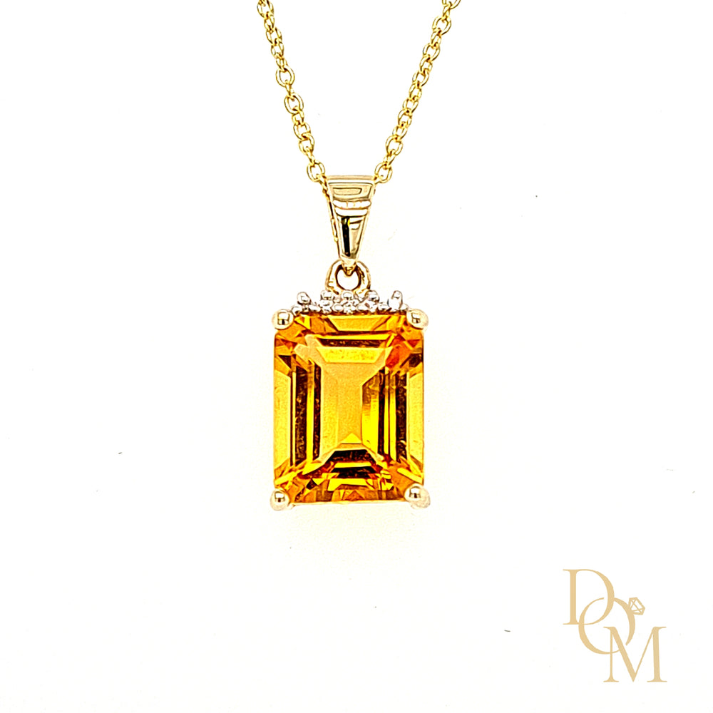 
                
                    Load image into Gallery viewer, 9ct Yellow Gold Citrine &amp;amp; Diamond Pendant
                
            