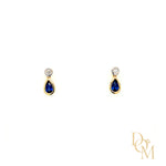 18ct Gold Pear-cut Sapphire & Diamond Small Drop Earrings