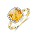 9ct Yellow Gold Citrine & Diamond Cluster Ring