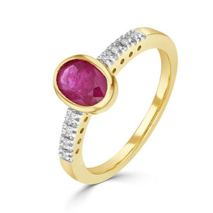 
                
                    Load image into Gallery viewer, 9ct Gold Ruby &amp;amp; Diamond Solitaire Ring
                
            