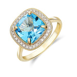 9ct Gold Swiss Blue Topaz & Diamond Cluster Ring