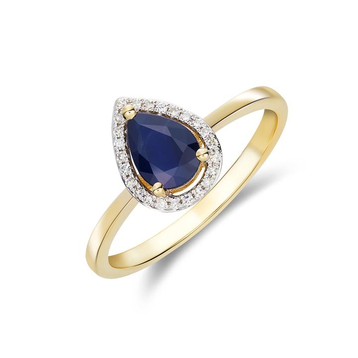 9ct Gold Pear-cut Sapphire & Diamond Cluster Ring
