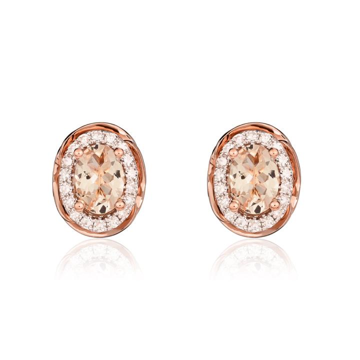 9ct Rose Gold Morganite & Diamond Cluster Earrings