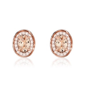 9ct Rose Gold Morganite & Diamond Cluster Earrings