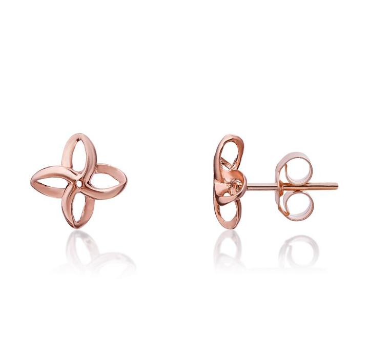 9ct Rose Gold Contemporary Flower Stud Earrings
