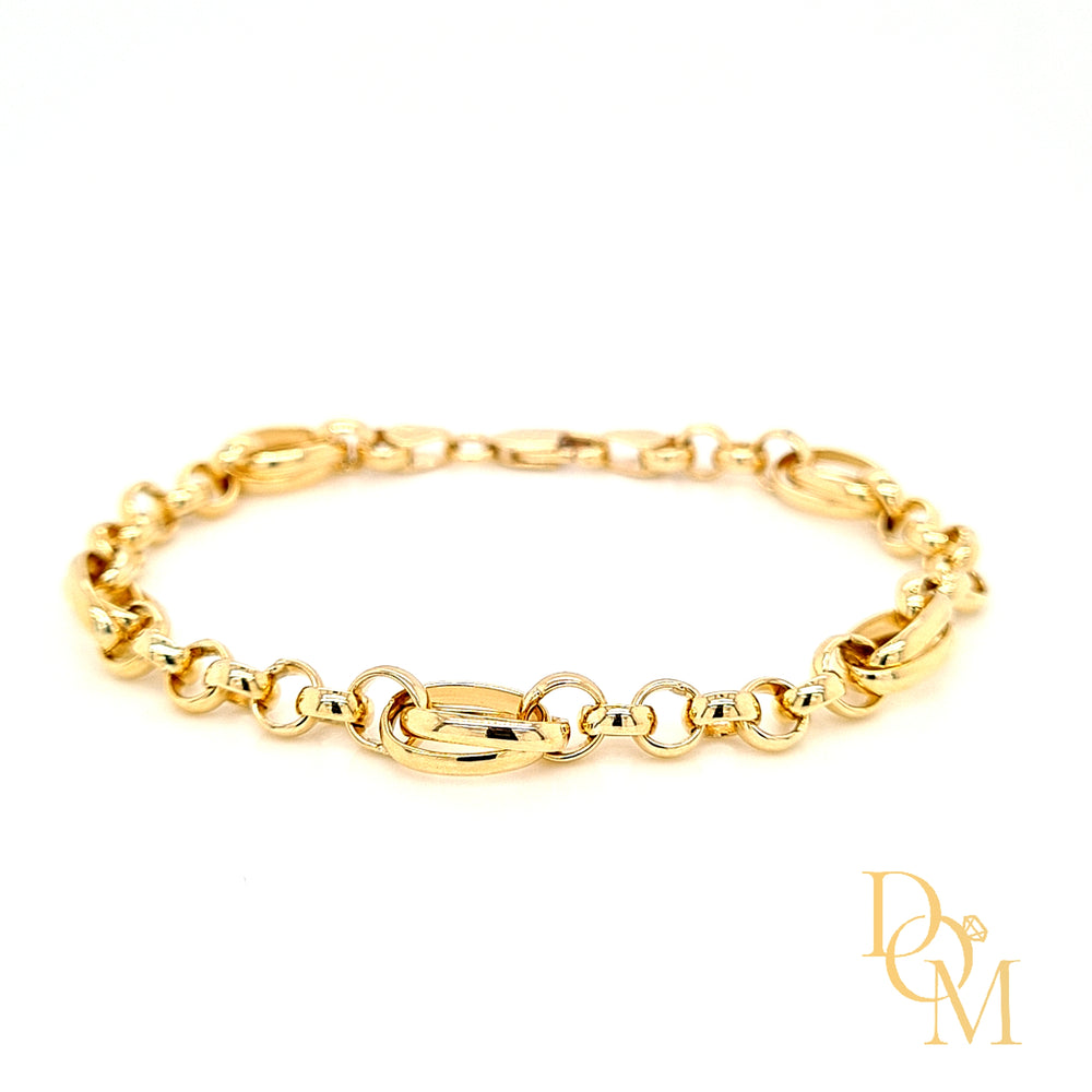 9ct Gold Oval & Belcher Link Bracelet