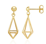 9ct Gold 3D Kite Drop Earrings