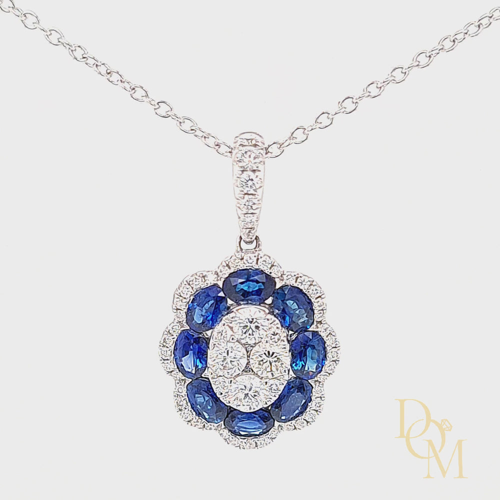 
                
                    Load and play video in Gallery viewer, 18ct White Gold Vintage Style Sapphire &amp;amp; Diamond Cluster
                
            