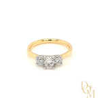 18ct Gold Oval & Round Three Stone Diamond Engagement Ring
