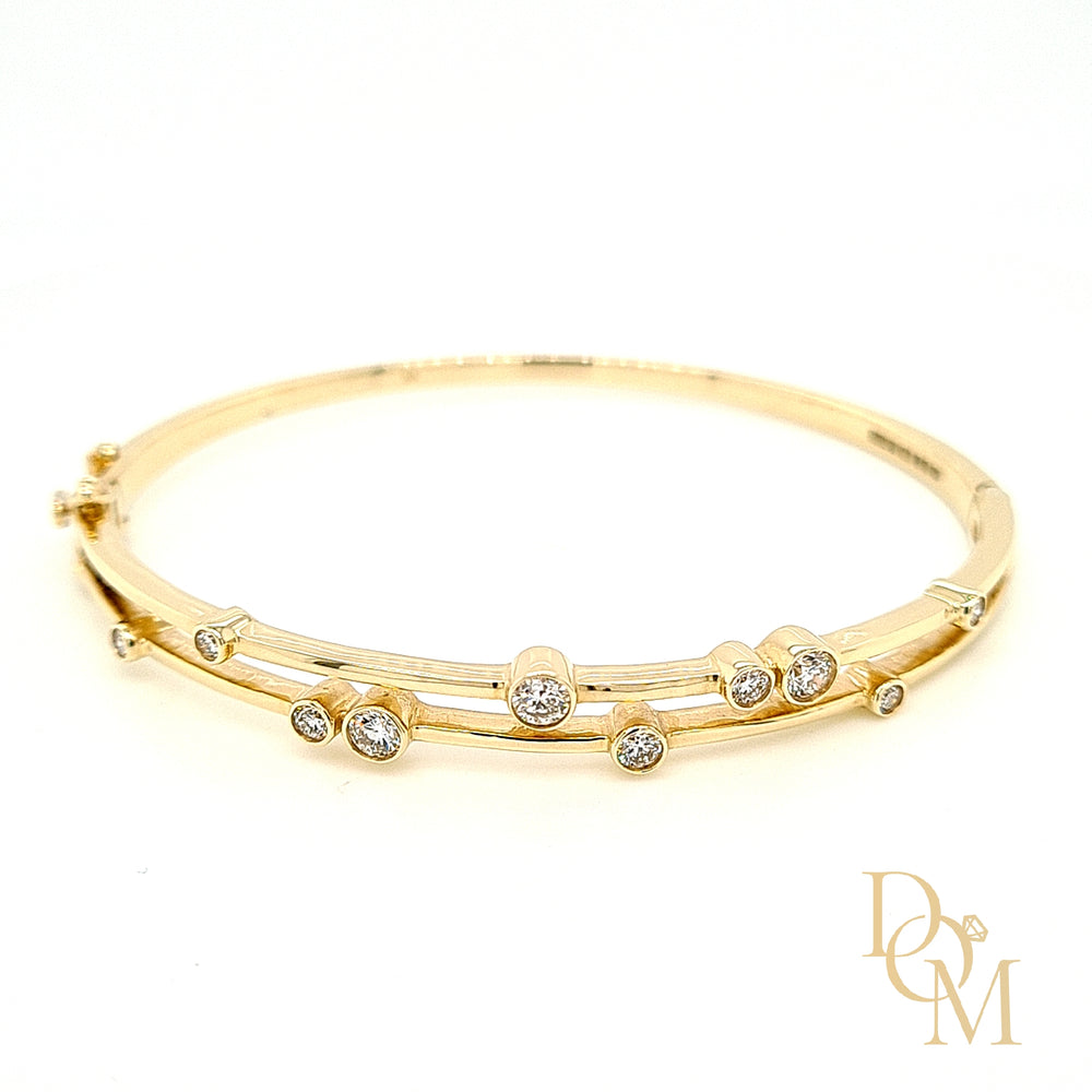 9ct Yellow Gold Diamond Bangle