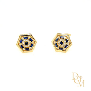 
                
                    Load image into Gallery viewer, Art Deco Style 18ct Gold Sapphire &amp;amp; Diamond Cufflinks
                
            