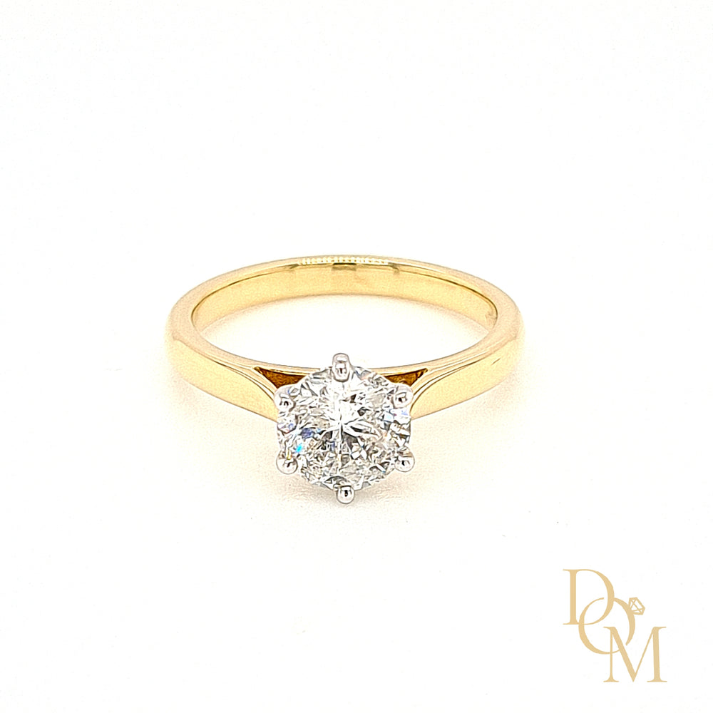 18ct Gold & Platinum Solitaire Diamond Engagement Ring 1.24ct