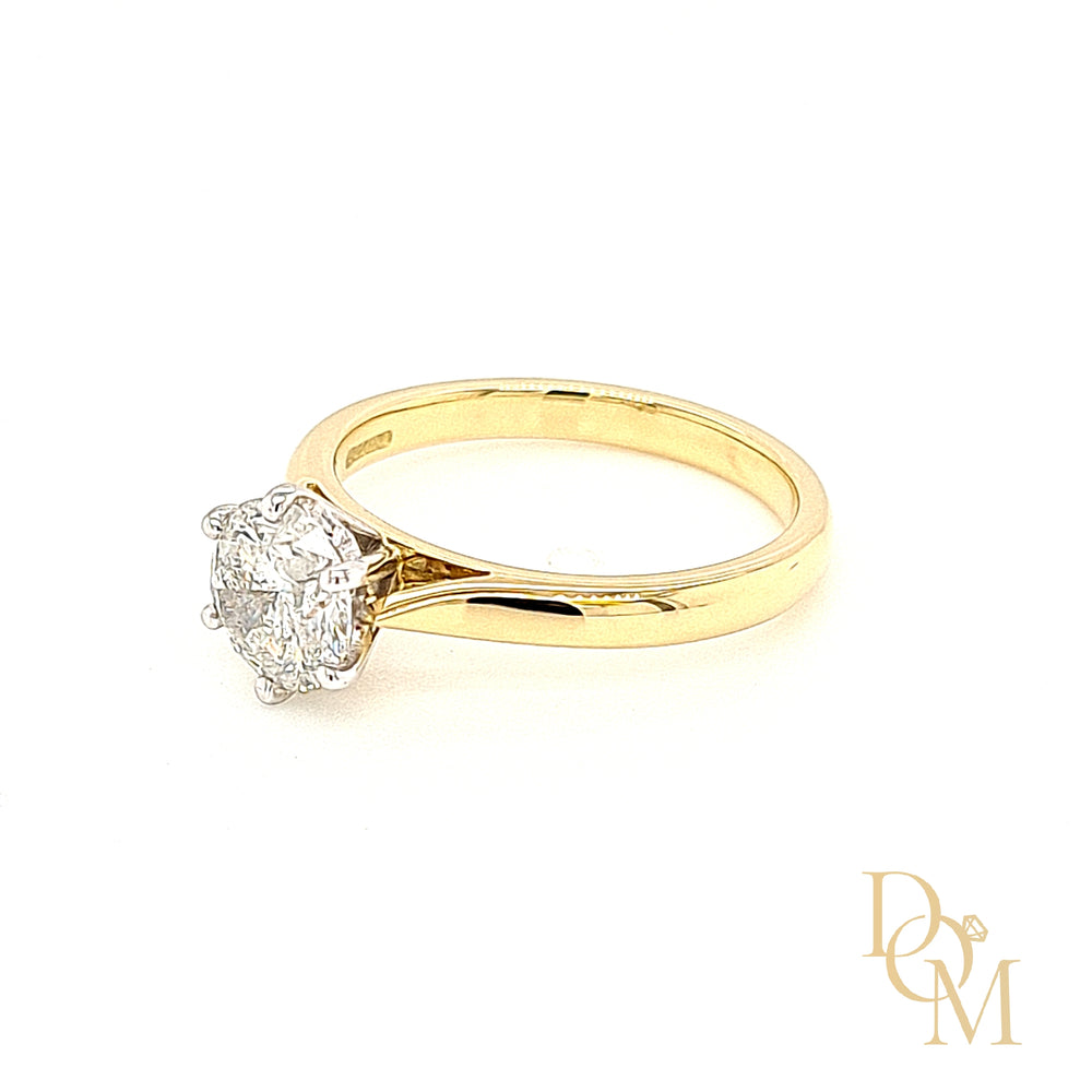 18ct Gold & Platinum Solitaire Diamond Engagement Ring 1.24ct