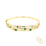 9ct Yellow Gold Emerald & Diamond Bangle