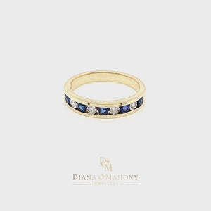 
                
                    Load and play video in Gallery viewer, 9ct Yellow Gold Sapphire &amp;amp; Diamond Eternity Ring
                
            