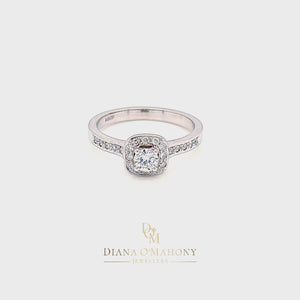 
                
                    Load and play video in Gallery viewer, Cushion Shaped Halo Cluster Diamond Engagement Ring
                
            
