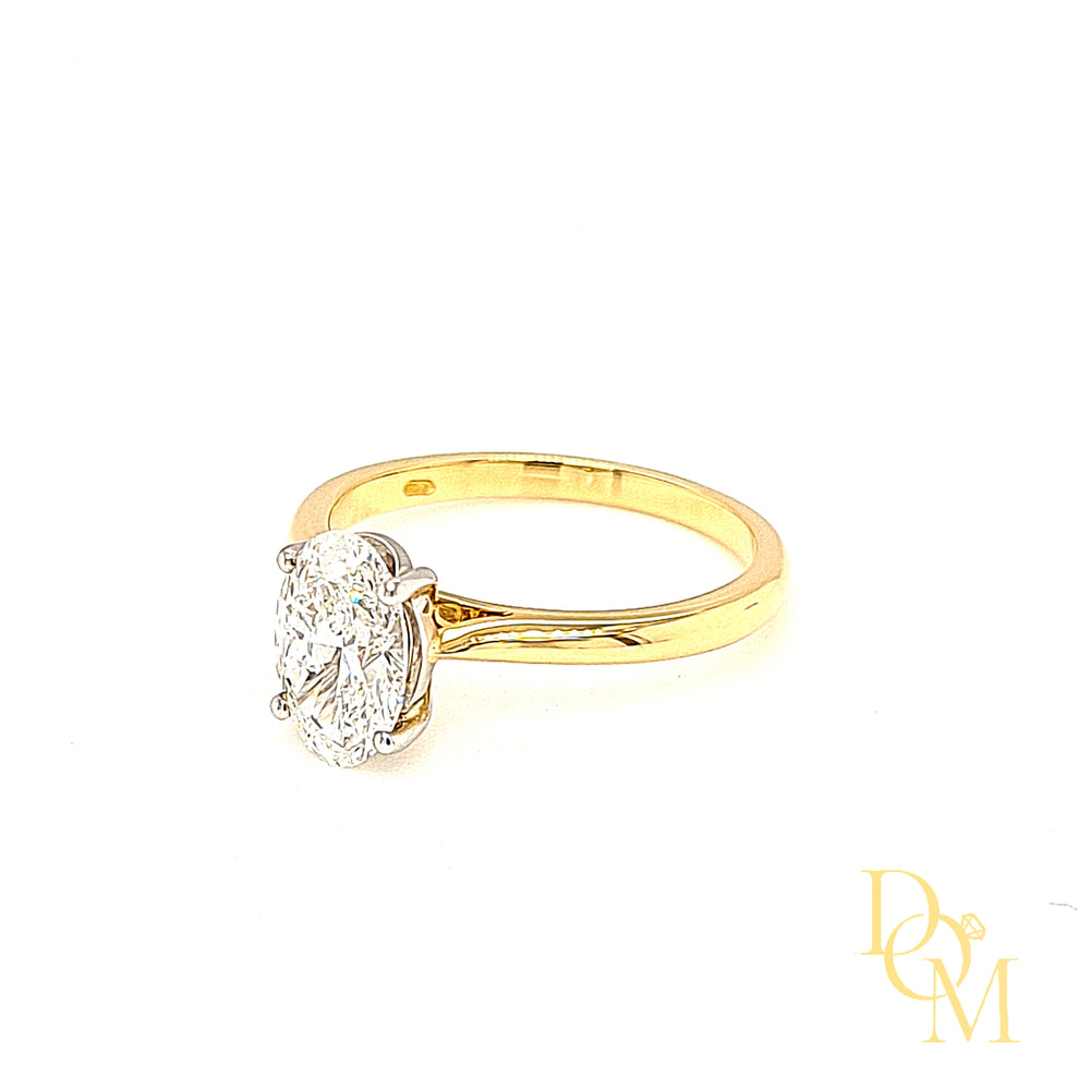 18ct & Platinum Oval Solitaire Diamond Engagement Ring- 1.22ct