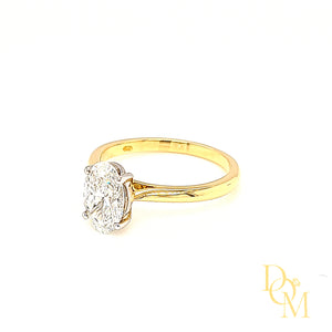 18ct & Platinum Oval Solitaire Diamond Engagement Ring- 1.22ct