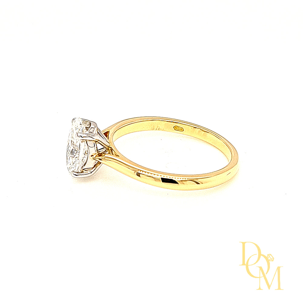 18ct & Platinum Oval Solitaire Diamond Engagement Ring- 1.22ct