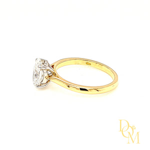 18ct & Platinum Oval Solitaire Diamond Engagement Ring- 1.22ct