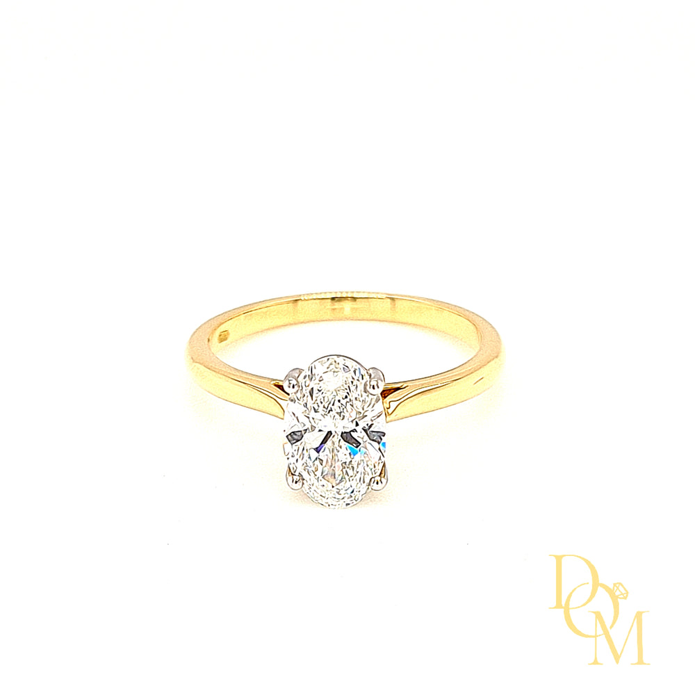 18ct & Platinum Oval Solitaire Diamond Engagement Ring- 1.22ct