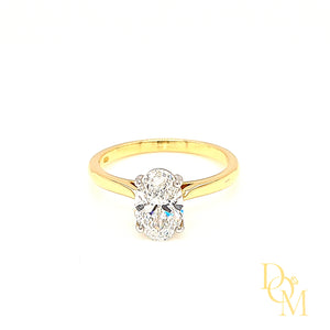 18ct & Platinum Oval Solitaire Diamond Engagement Ring- 1.22ct