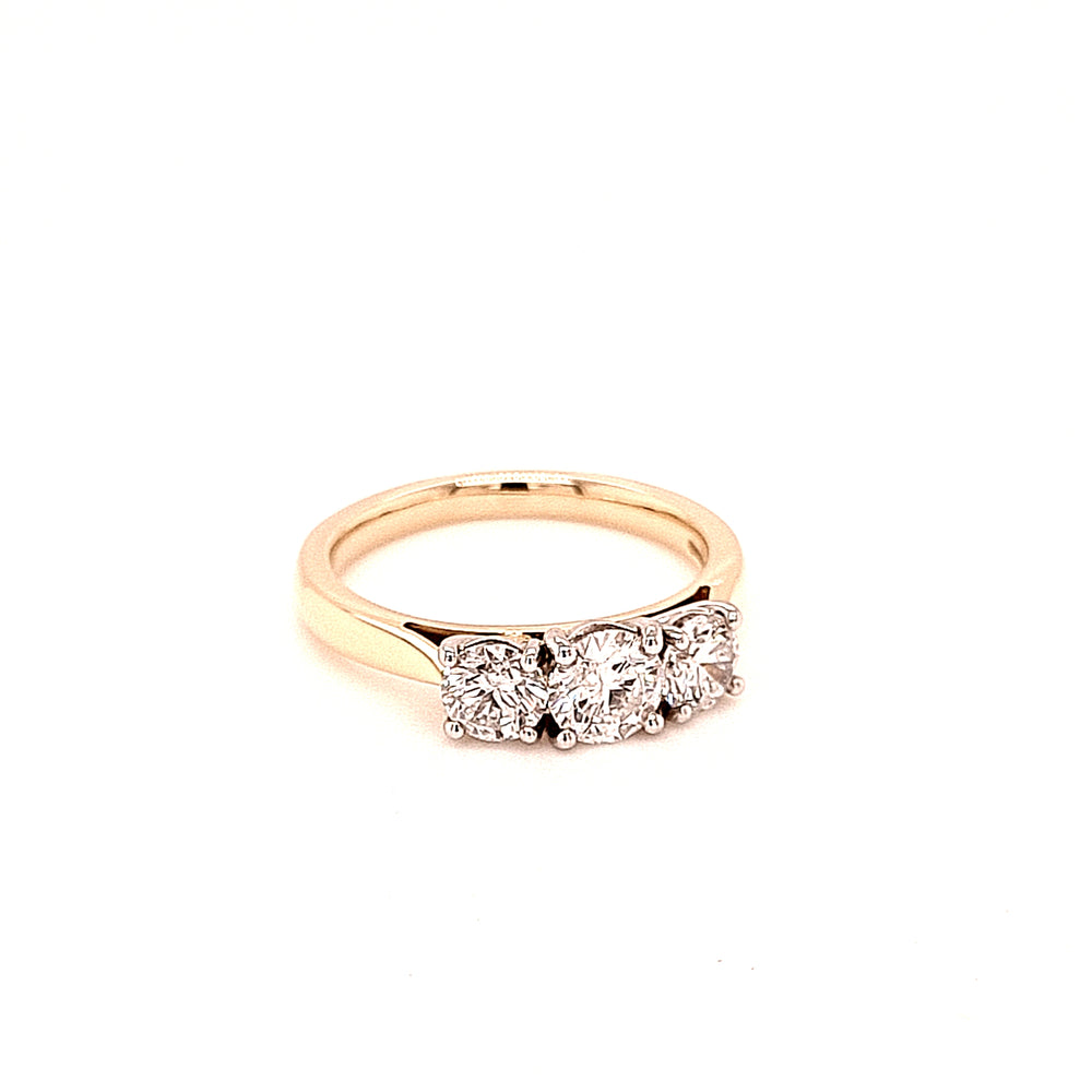 18ct Gold & Platinum Three Stone Diamond Engagement Ring- 1.25ct