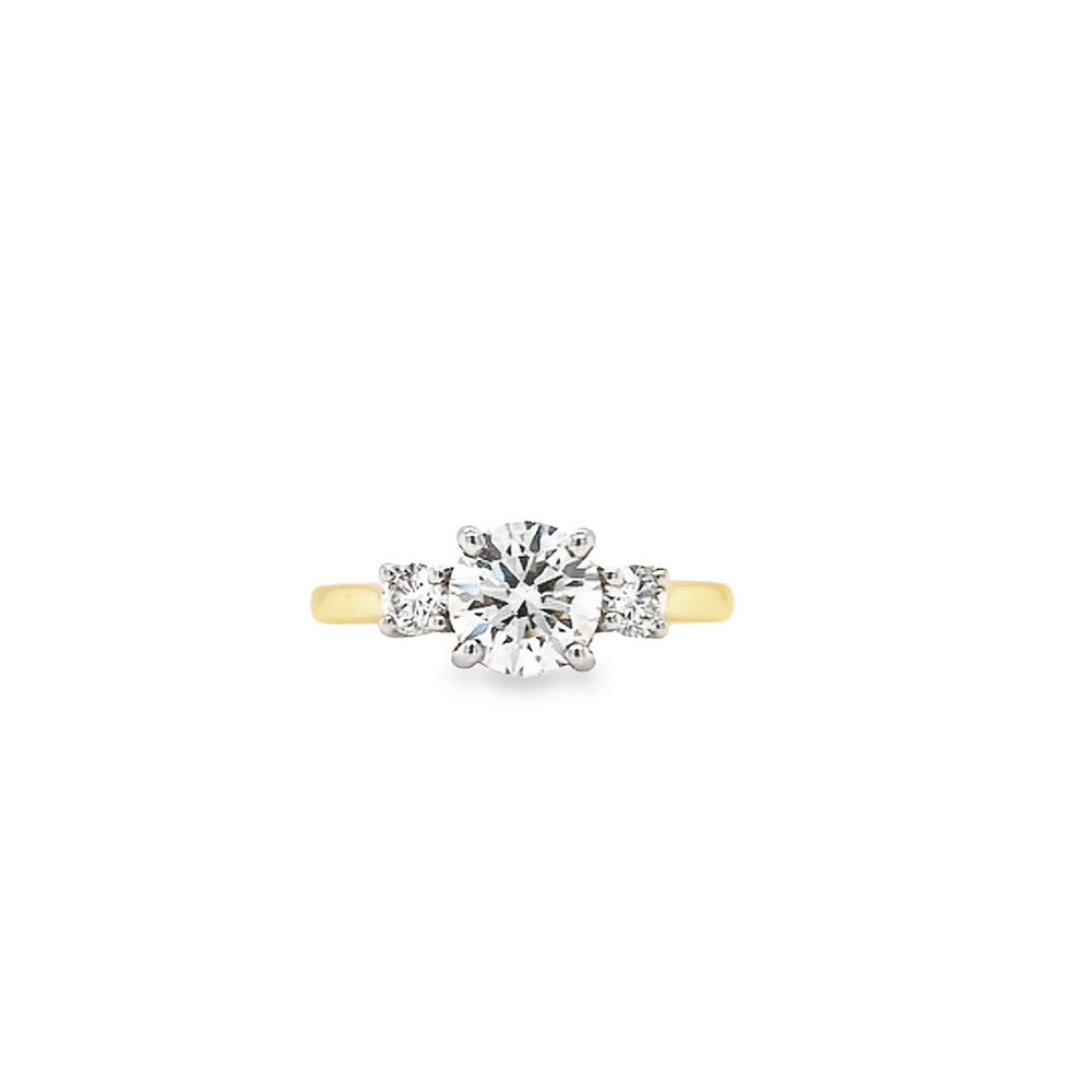 18ct & Platinum Three Stone Diamond Engagement Ring- 1.10ct